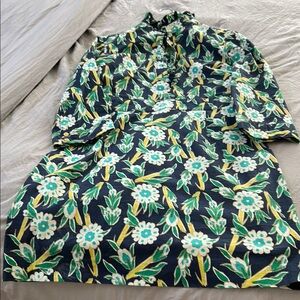 Tory Burch Floral Print Dress with Ruffled Collar